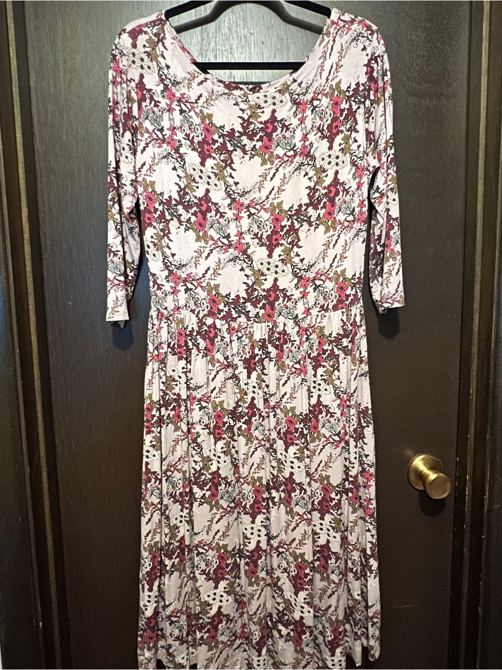 Kate Quinn 3/4 sleeve patch pocket Dress Violet Queen Anne’s Lace M